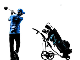 man golfer golfing golf bag  silhouette