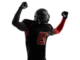 Foto op Plexiglas american football player arms raised  portrait silhouette © snaptitude