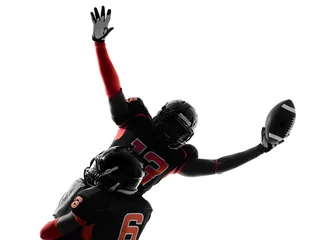 Foto op Plexiglas american football player touchdown celebration silhouette © snaptitude