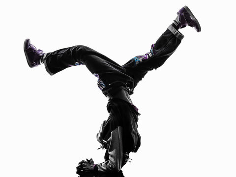 hip hop acrobatic break dancer breakdancing young man handstand