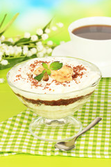 Delicious dessert with banana and caramel