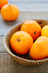 fresh tangerines in basket