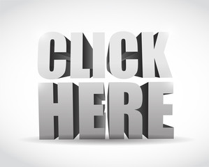 click here white 3d text message illustration