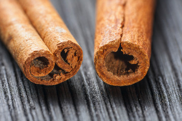 cinnamon on the wooden background
