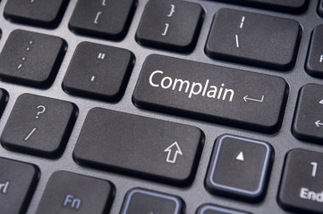 complain concepts, with message on keyboard