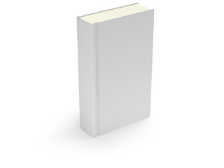 3D blank book cover over white background