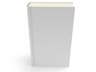 3D blank book cover over white background