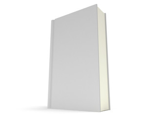 3D blank book cover over white background