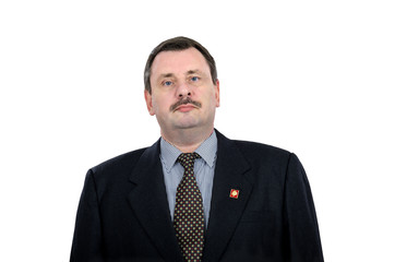 Mature communist with Lenin pin