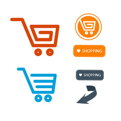 Shopping Cart, Basket, Web Symbols, Icons Set