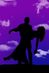 silhouette man woman dance tip