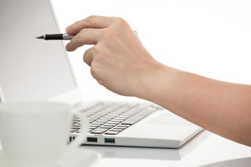 Fototapeta premium businessman typing on laptop computer