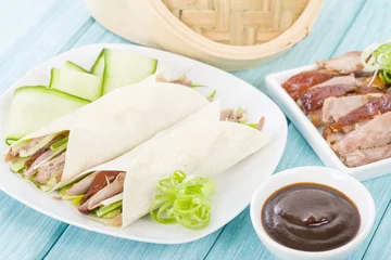 Printed roller blinds Beijing Peking Duck Wraps - Chinese roast duck wrapped in pancakes.