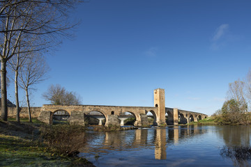 Obraz premium Medieval bridge of Frias, Burgos, Castilla, Spain.