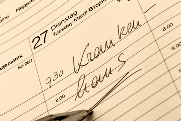 Eintrag im Kalender: Krankenhaus