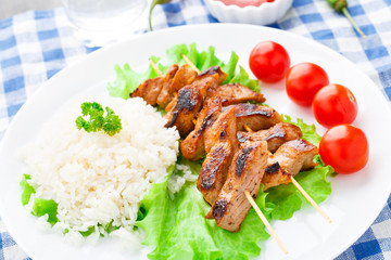 Grilled marinated pork with rice