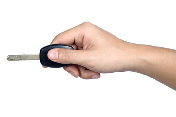hand sign posture hold car key isolated