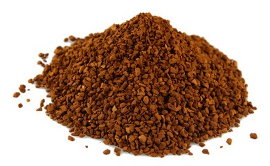 Heap of instant coffee isolated on white