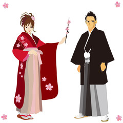 卒業式・成人式　Kimono dress and a suit.