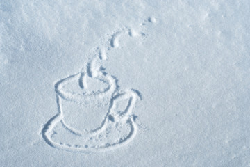 Cup drawn in snow