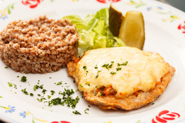 schnitzel with buckwheat