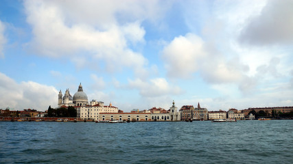 Fototapeta na wymiar view from the sea at the sights of Venice, Italy