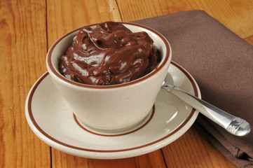 Cup of chocolate pudding