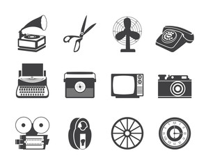 Silhouette Retro business and office object icons