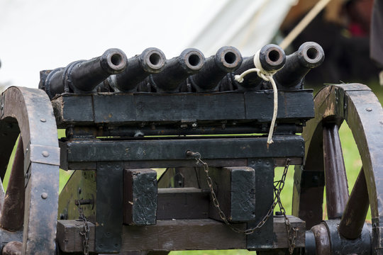 Mitrailleuse - medieval gun consisting of a number of barrels fi