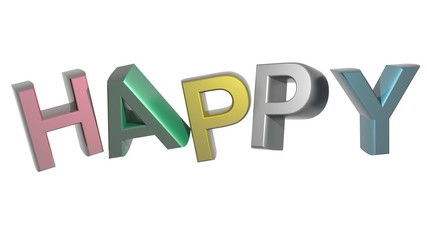 Colorful Happy on white background