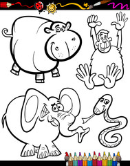 Cartoon Animals for Coloring Book