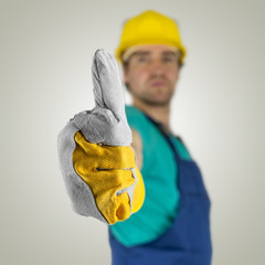 Construcion worker showing thumbs up sign