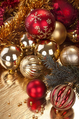 Festive Christmas and New Year decoration with ornaments
