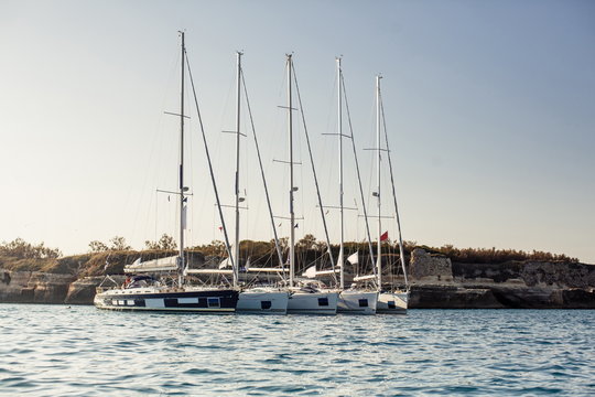 Small group of ship yachts