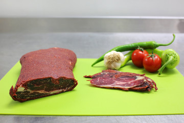 Traditional sausages on display