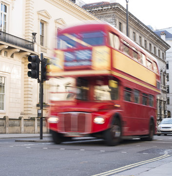 Red vintage bus in London.