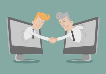 Businessman shake hand , Online Business , Online Marketing