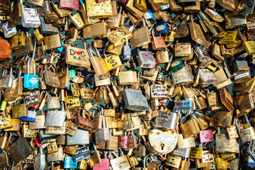 Locks of love at Paris bridge