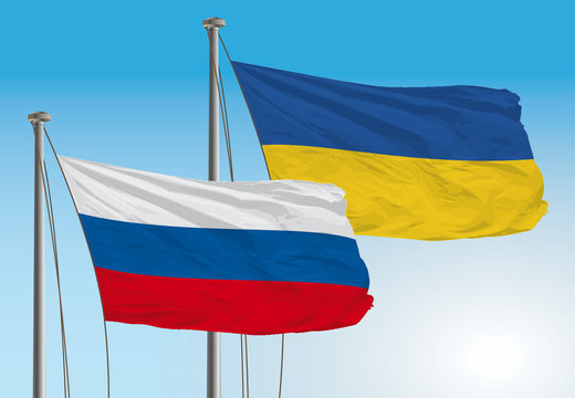 russia and ukraina flags