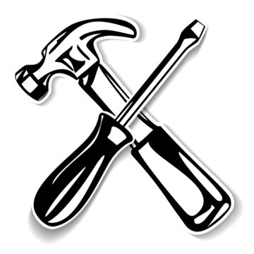 Screwdriver And Hammer Icon. Vector Illustration