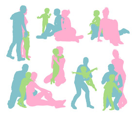 Happy family silhouettes