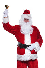 happy santa claus is ringing his little bell