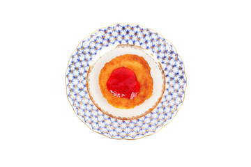 Thick pancake with the currant jam