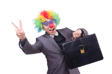 Clown businessman isolated on white