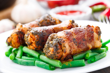 Bacon wrapped cutlet