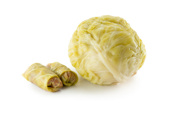 Sour cabbage head with cabbage rolls