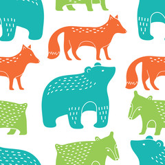 Forest animals seamless pattern © tets