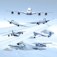 verschiedene Passagierflugzeuge