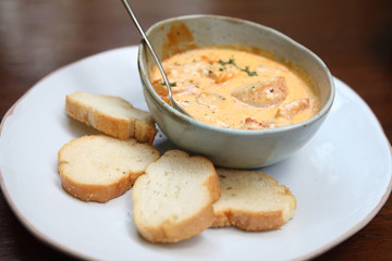 Seafood two sauce with bread