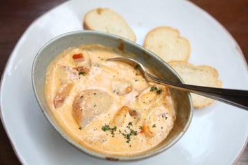 Seafood two sauce with bread